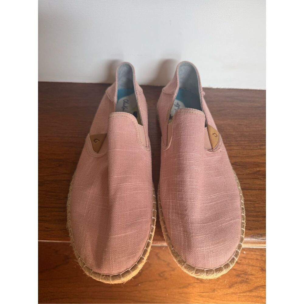 Olukai Kaula Pa'a Kapa Women Sz 9 Pink Espadrilles Linen Slip-On Shoes Loafers